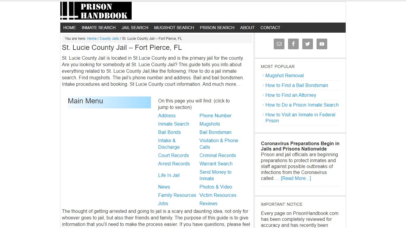 St. Lucie County Jail – Fort Pierce, FL - Prison Handbook